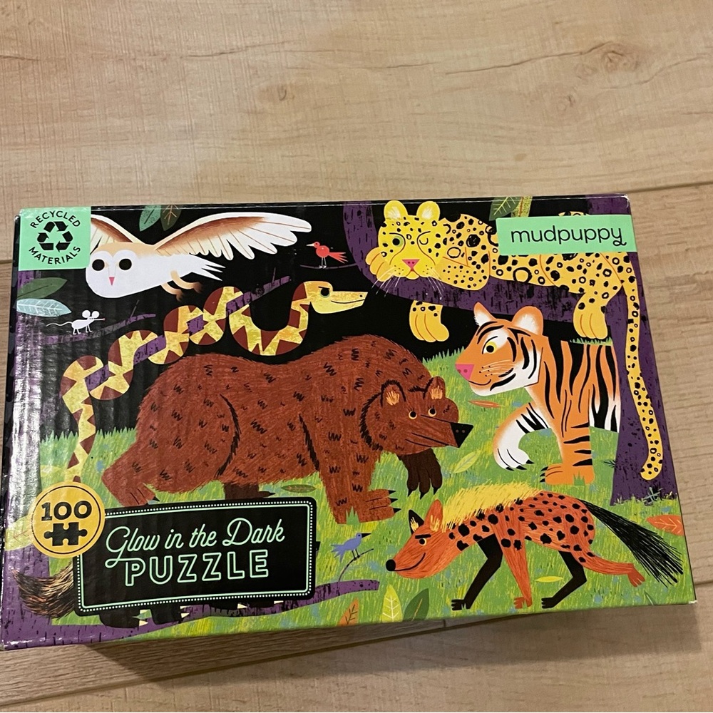 Mudpuppy Glow in the Dark Animal Puzzle - Black, Brown, Orange